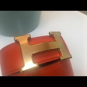Authentic Hermes Reversible Orange/Black Belt